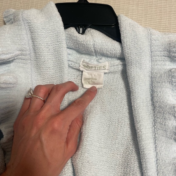 36" Ruffle Softies Chenille Robe, light blue, XS - Picture 5 of 6